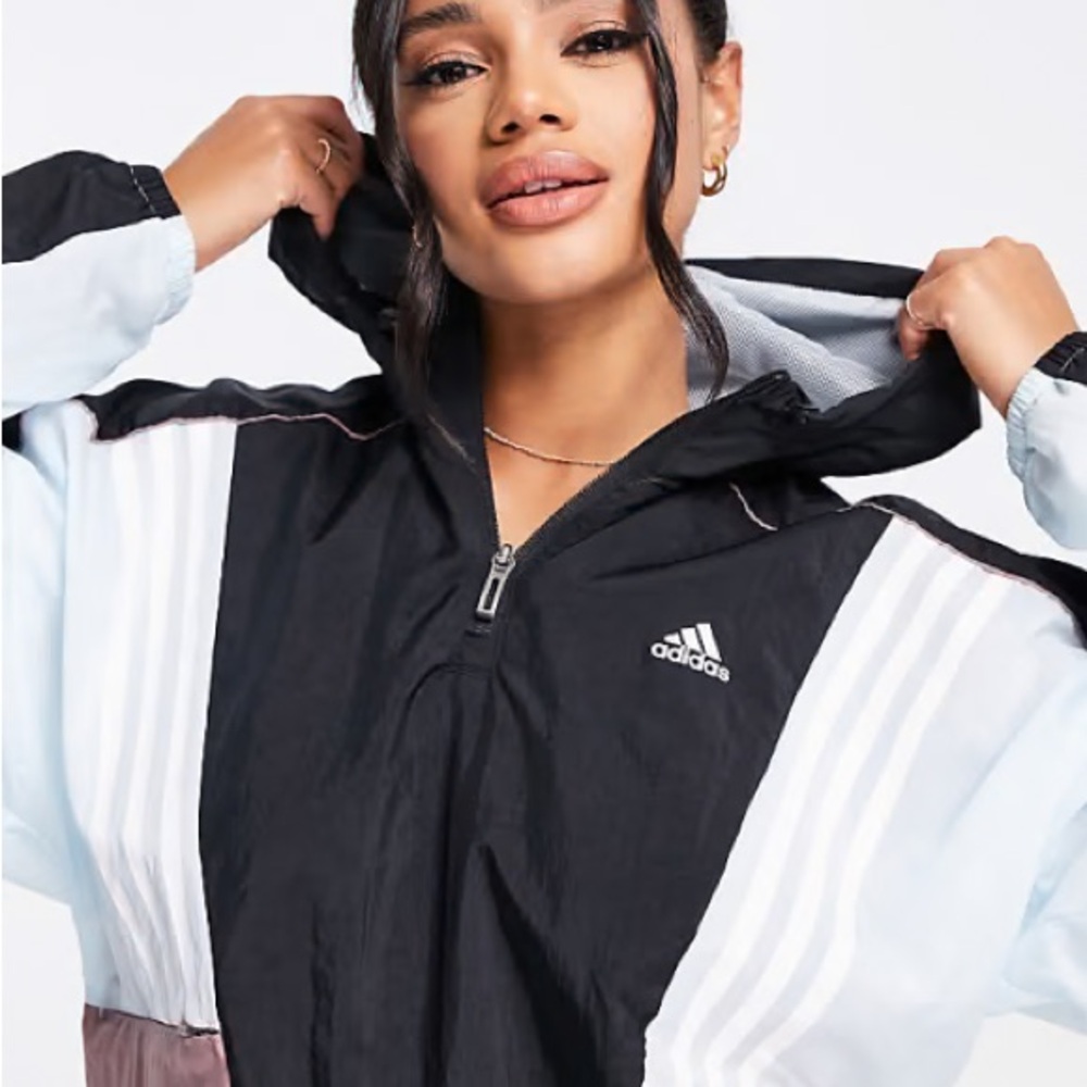 adidas Women's Training colourblock 1/4 zip hooded track Jersey - Picture 5 of 6
